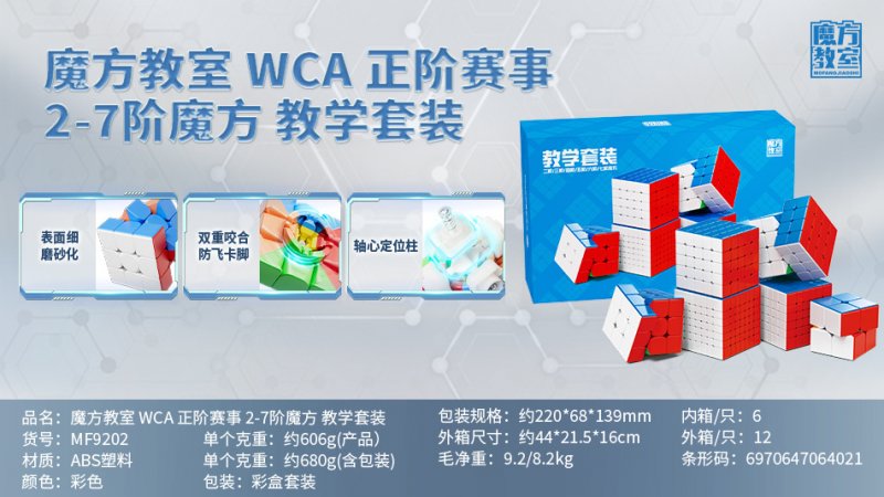 Cube Classroom WCA 6 in 1 - 2x2 3x3 4x4 5x5 6x6 7x7 Cube Gift Packing