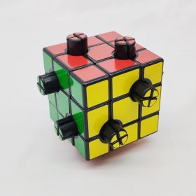 Calvin's Puzzles Evgeniy Button Cube (2-Holes, 1/4) Black Body